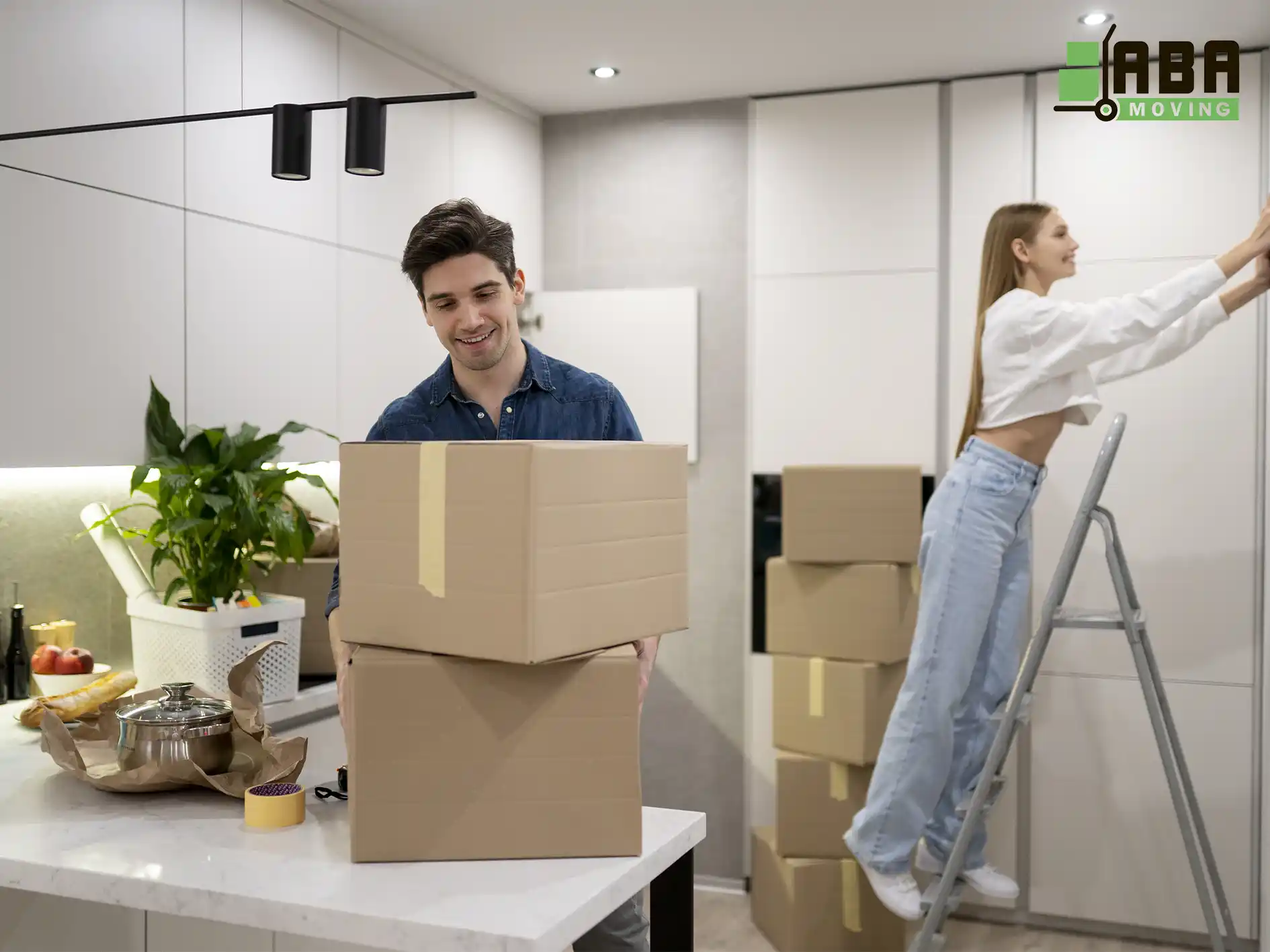ABA Moving Customer Unpacking Boxes