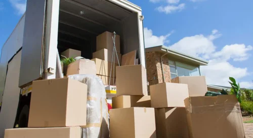 ABA Movers Packed Boxes White Truck