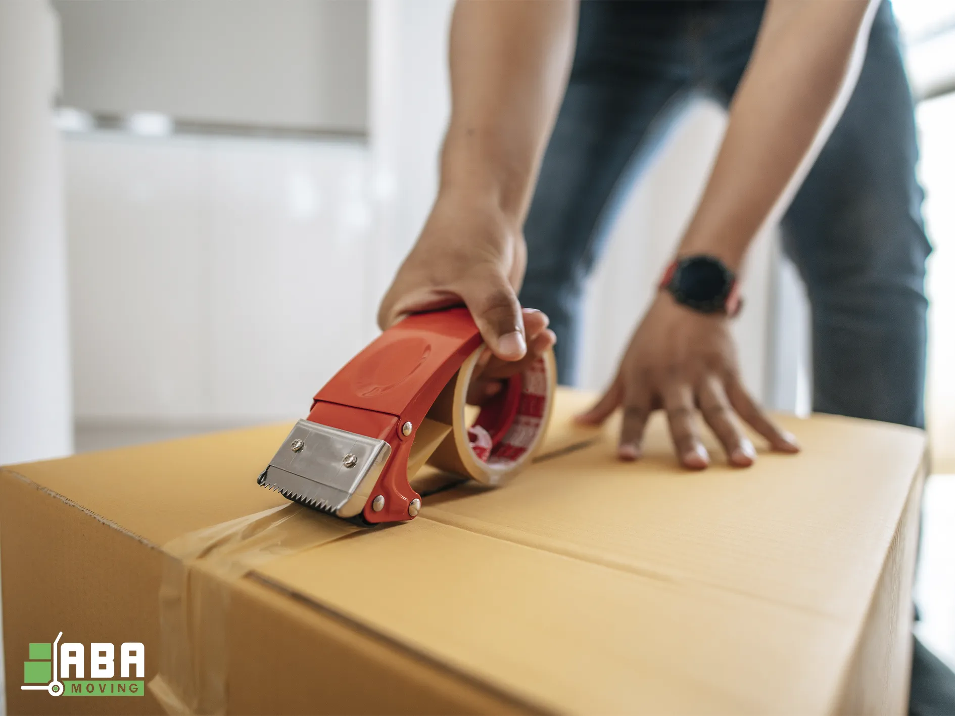 ABA Moving Team Member Tape Customers Boxes Duct Tape