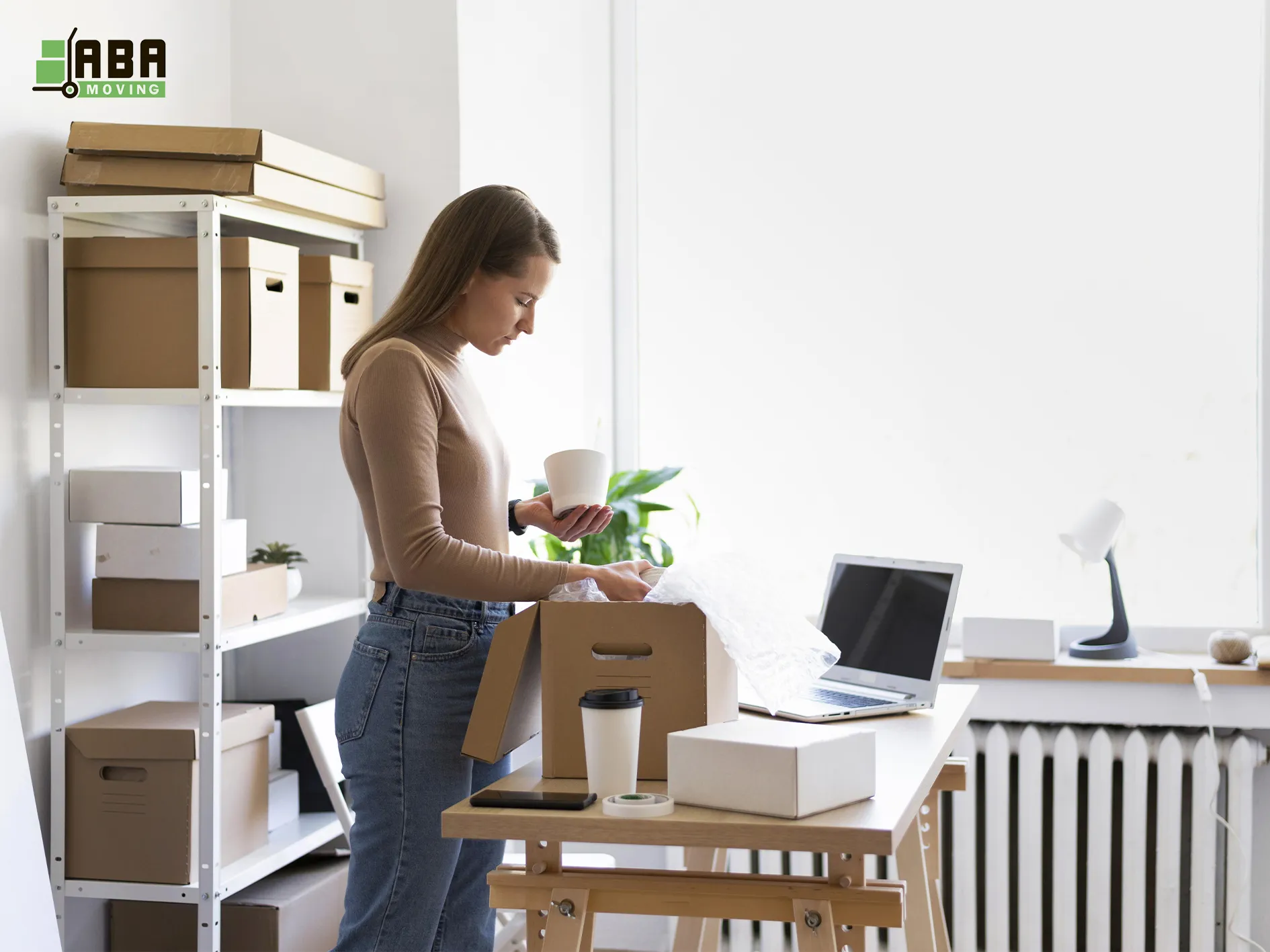 Customer Packing Boxes and Prepare for Relocation ABA Movers Office Moving Service Customer Packing Boxes and Prepare for Relocation
