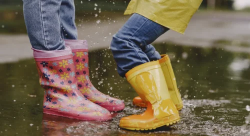 ABA Movers Kids Play in Rain and Puddle
