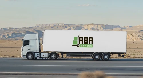 Long-Distance Commercial Truck Move on The Road Instates Relocation