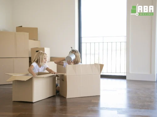 Kids Play and Unpacking Boxes After Stress-Free Sumer Moving
